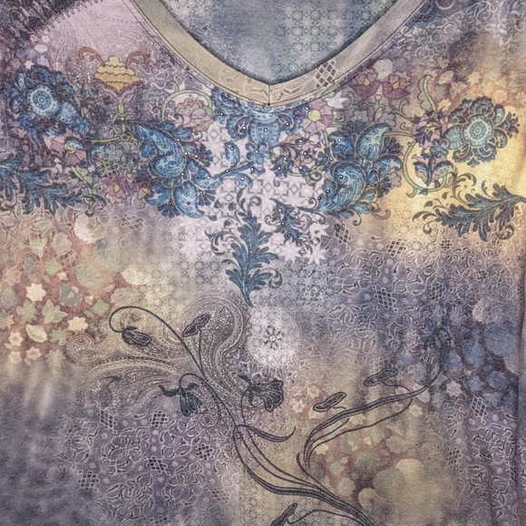 XCIT USA Y2K floral long sleeve woman's top size 1X - Picture 3 of 12